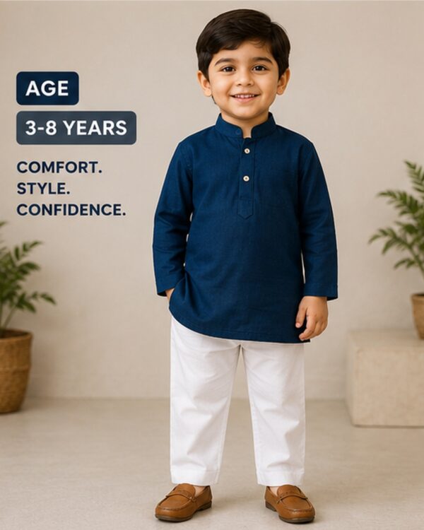 Boys Classic Blue Kurta Pajama Set