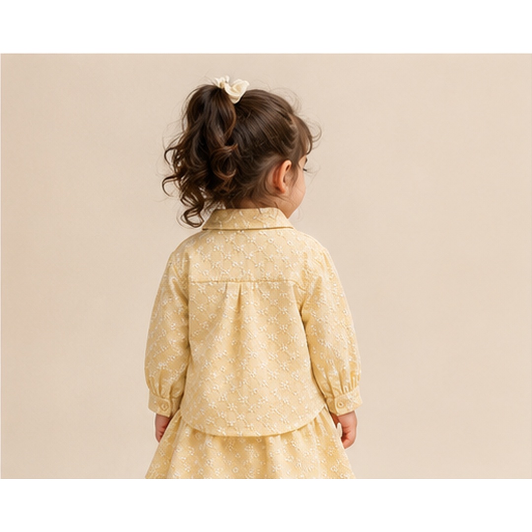 Girls 3-Piece Floral Embroidered Shirt, Tee & Skirt Set - Image 12