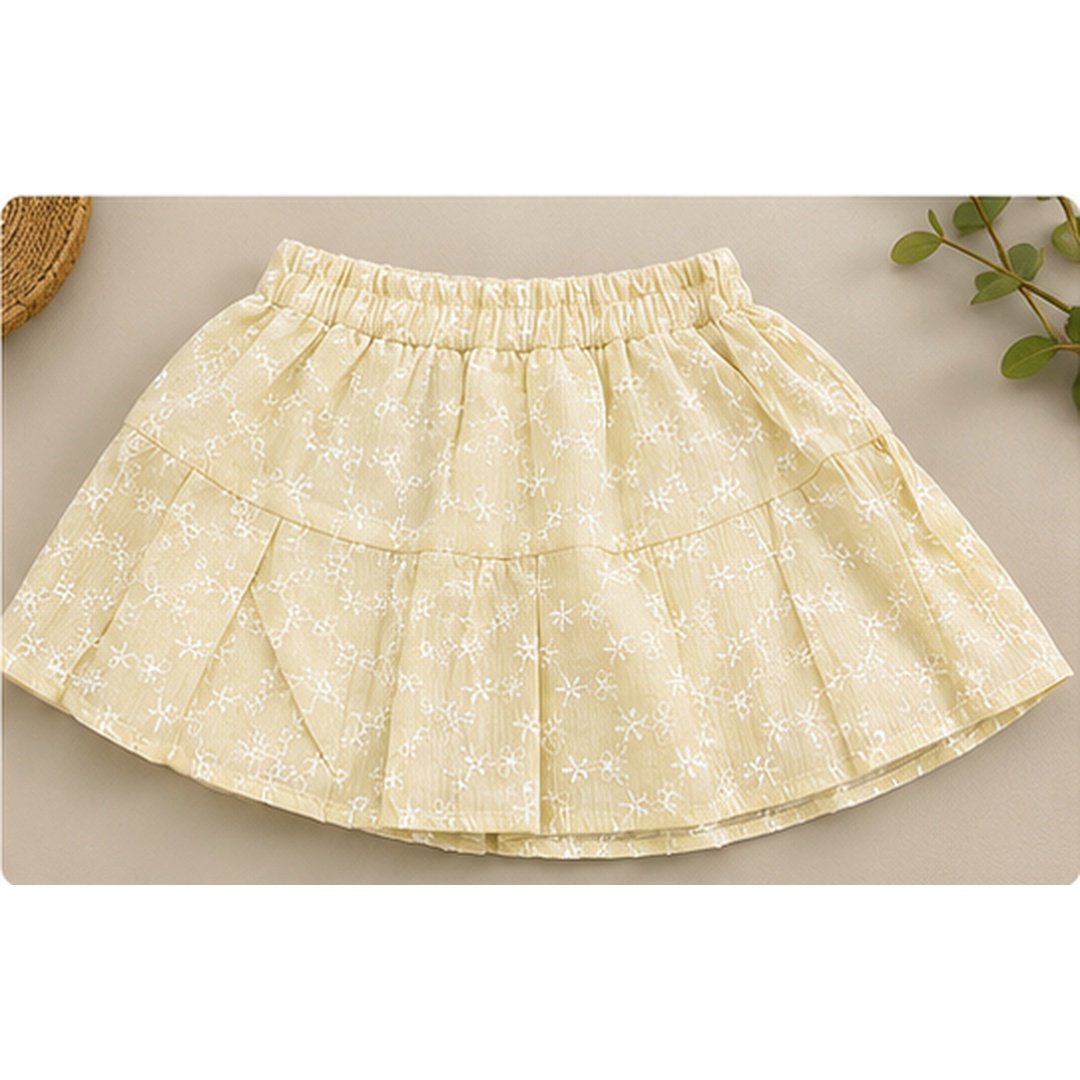 Girls 3-Piece Floral Embroidered Shirt, Tee & Skirt Set - Image 7