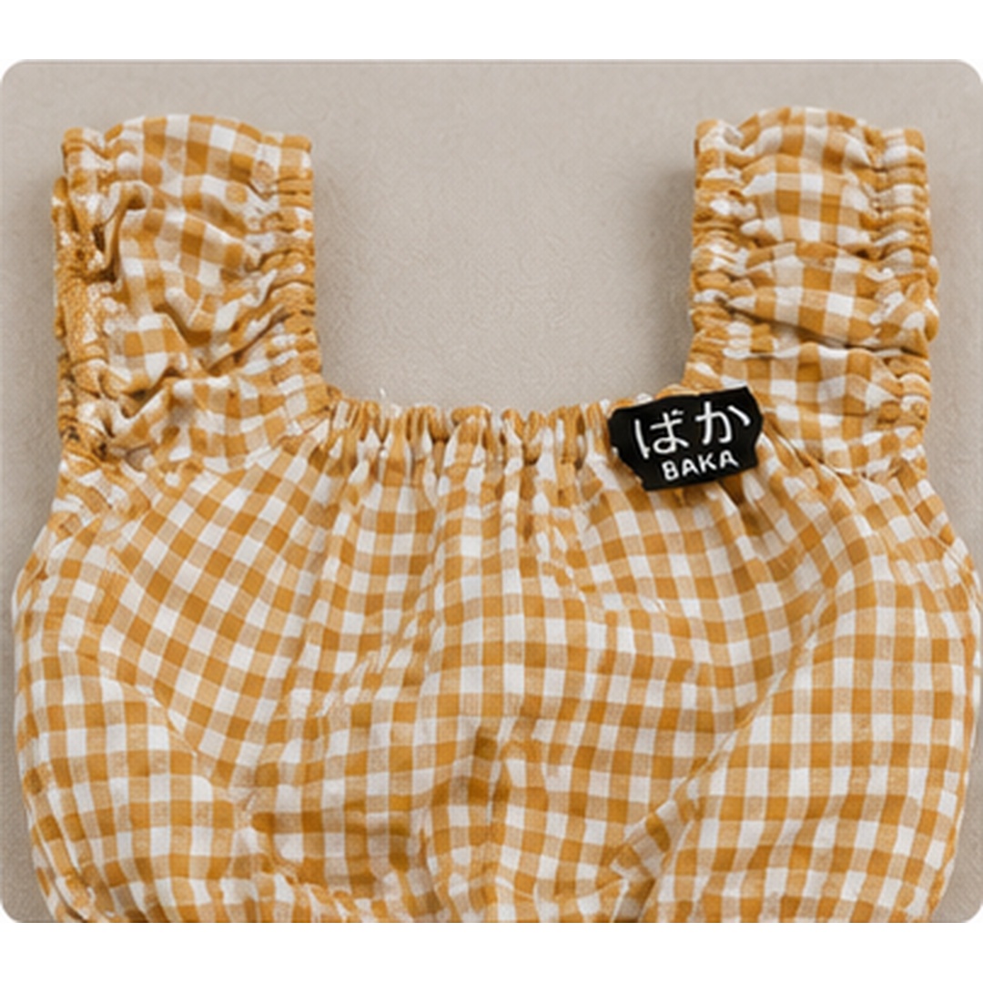 Girls Mustard Gingham Cotton Romper Set with Waist Belt - Image 7