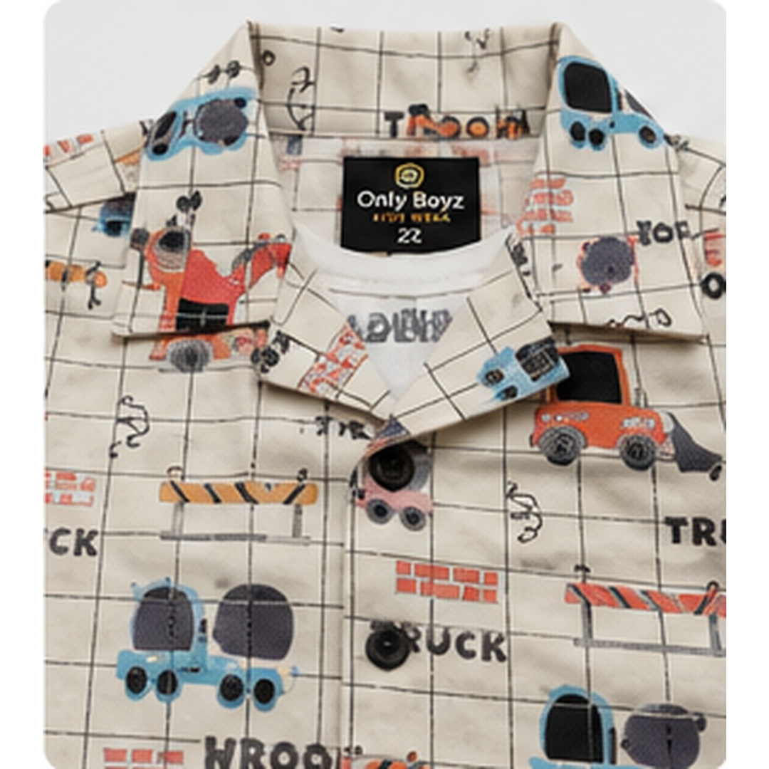 Boys Truck Print Premium 3-Piece Cotton Co-ord Set - Image 7