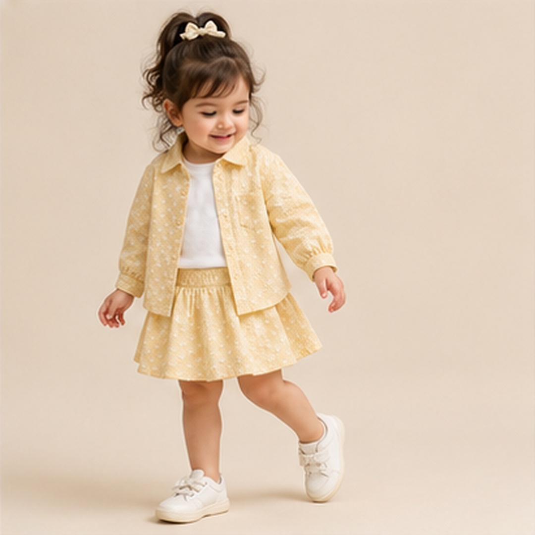 Girls 3-Piece Floral Embroidered Shirt, Tee & Skirt Set - Image 10