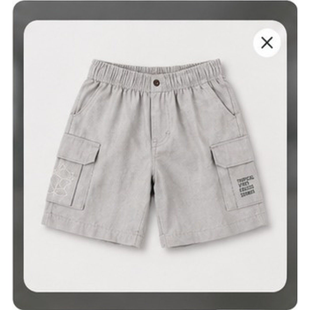 Boys Tropical Palm Embroidered Cotton Shirt & Cargo Shorts Set - Image 9