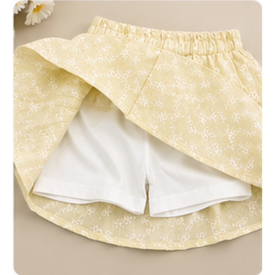 Girls 3-Piece Floral Embroidered Shirt, Tee & Skirt Set - Image 4